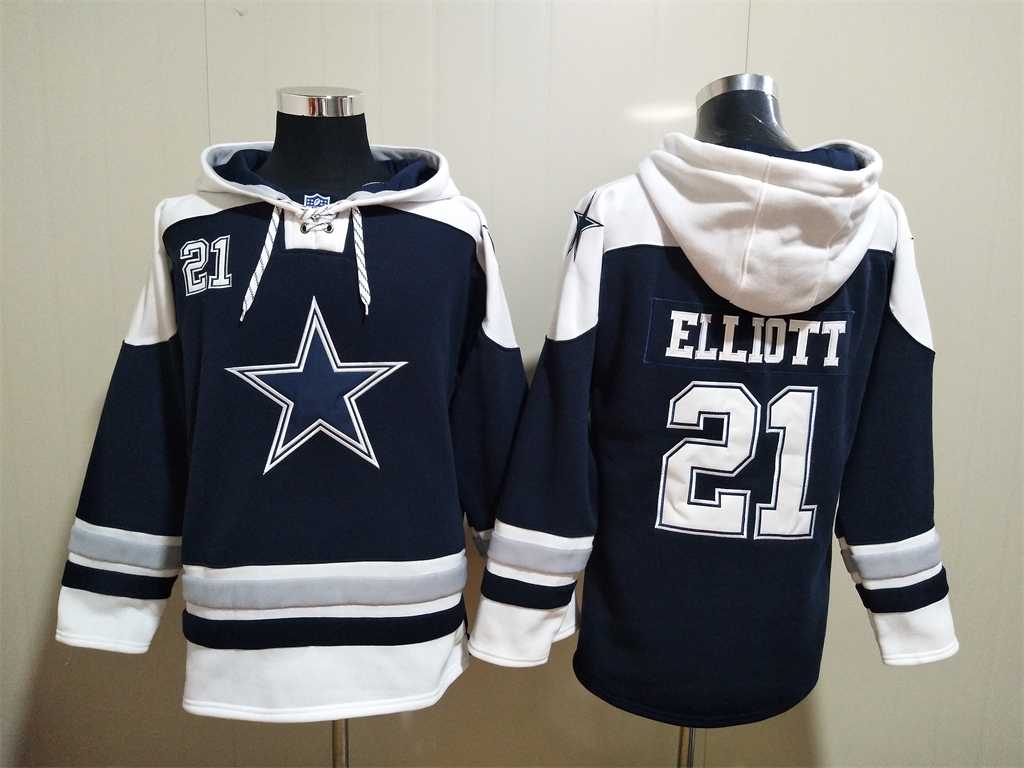 Dallas Cowboys #21 Ezekiel Elliott Navy Blue Ageless Must Have Lace Up Pullover Hoodie,We sell and wholesale Dallas Cowboys #21 Ezekiel Elliott Navy Blue Ageless Must Have Lace Up Pullover Hoodie on line form chian!
